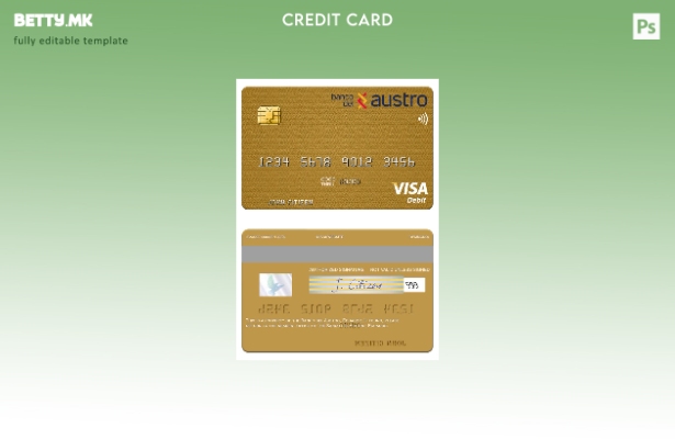 Модерен стил Шаблон за дебитна картичка за виза Еквадор Банко дел Аустро